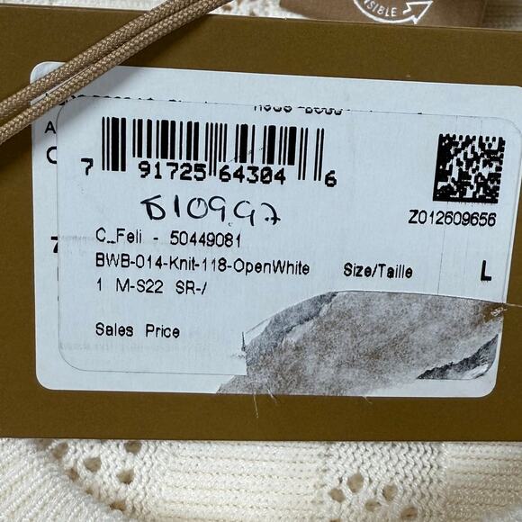 Boss Hugo Boss C Feli Pointelle Fit and Flare Sweater Dress White Women's Size L - Picture 5 of 12